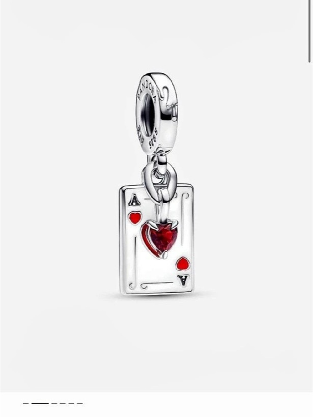 PANDORA Disney x Pandora Playing Card Heart Charm Silver & Red Like New